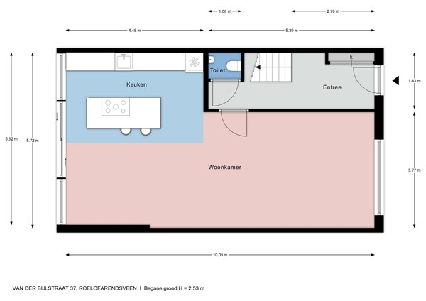 Floorplan - Van der Bijlstraat 37, 2371 VP Roelofarendsveen